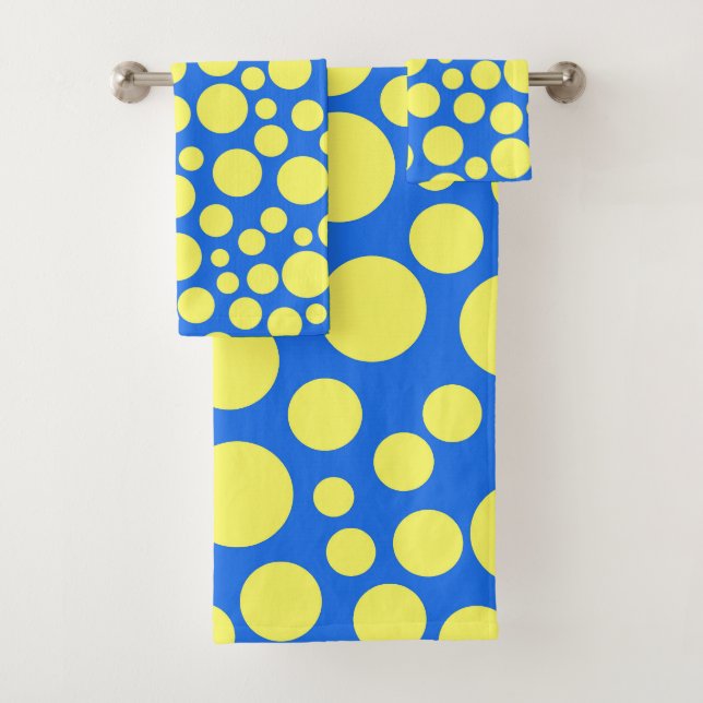 Conjunto De Toalhas Ervilhas amarelas sobre fundo azul-céu (Insitu)