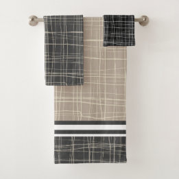 Conjunto De Toalhas Esboço de cinza moderna elegante 3