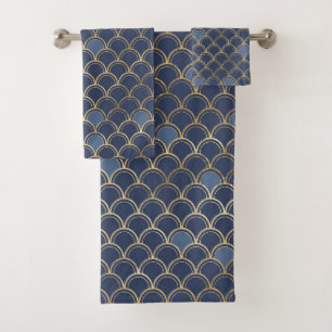 Conjunto De Toalhas Escala de Peixes Azul e Dourada