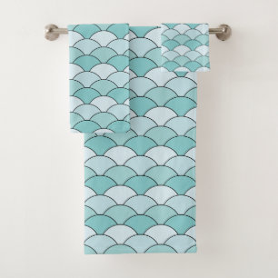 Conjunto De Toalhas Escamas de Dragão, Ventoinhas, Ondas, Seigaiha, Az