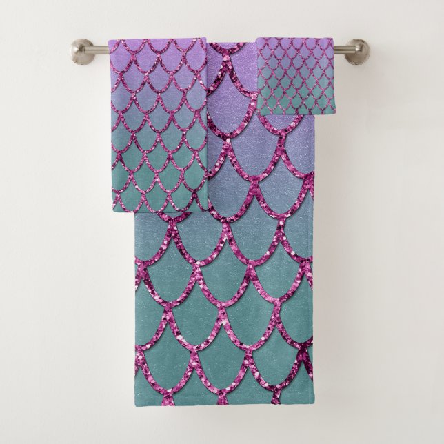 Conjunto De Toalhas Escamas de Princesa Sereia 5 (Insitu)