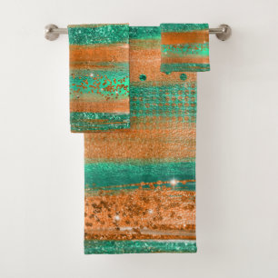Conjunto De Toalhas Escovas Verdes de Cobre Modernas