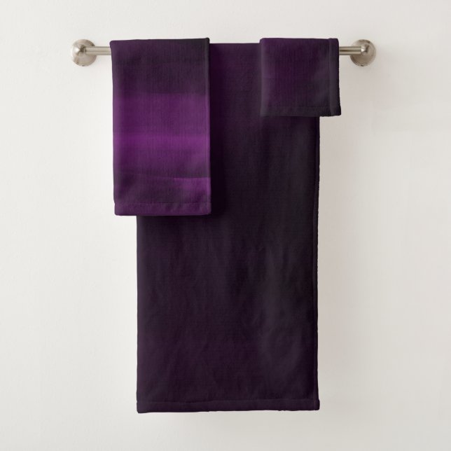 Conjunto De Toalhas Escuro Roxo Plum Moderno em Aquarela Chic (Insitu)
