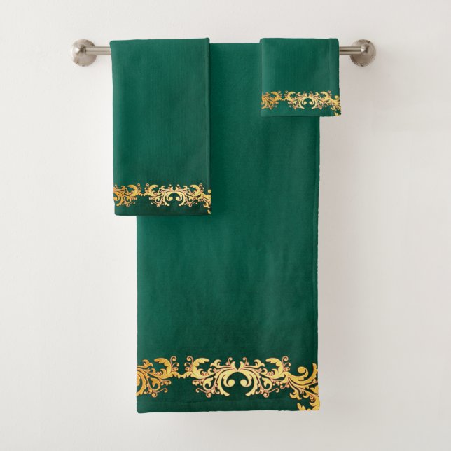 Conjunto De Toalhas Esmeralda Verde Decorativo  (Insitu)