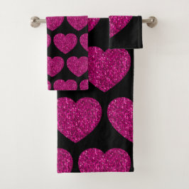 Conjunto De Toalhas Espelho cintilante brilhante cor-de-rosa quente