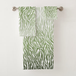 Conjunto De Toalhas Espelho de Impressão de Zebra Verde Selvagem