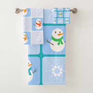 Conjunto De Toalhas Espelho de neve e flocos de neve com verificação d