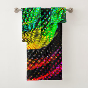Conjunto De Toalhas Espiral estranha colorida com efeito de jornal no 