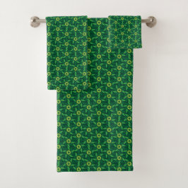 Conjunto De Toalhas Espiral Floral Verde