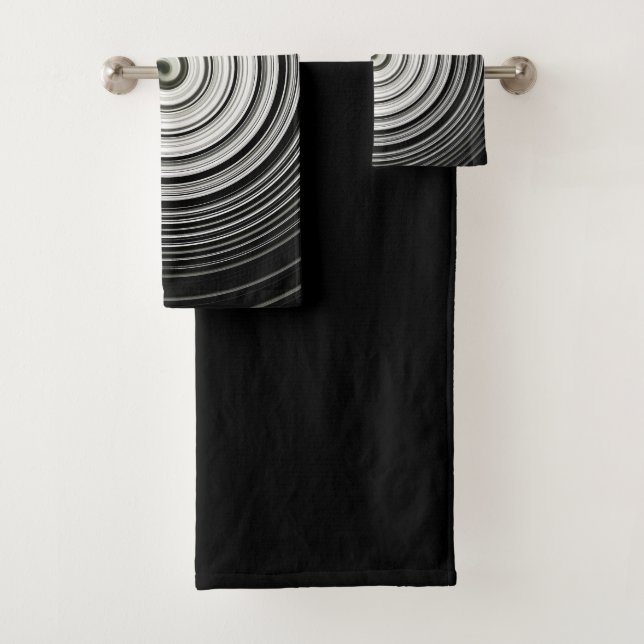 Conjunto De Toalhas espiral preto e branco (Insitu)