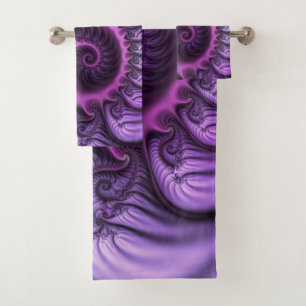 Conjunto De Toalhas Espiral roxa cor-de-rosa legal da arte do Fractal