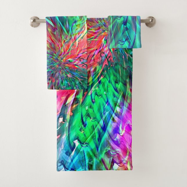 Conjunto De Toalhas Espiral suave em manchas brilhantes sobrepostas (Insitu)