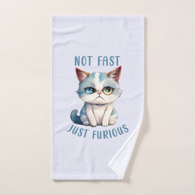 Conjunto De Toalhas Espírito Felino da Fiery - Design de Gato Irritado (Toalha de mão)