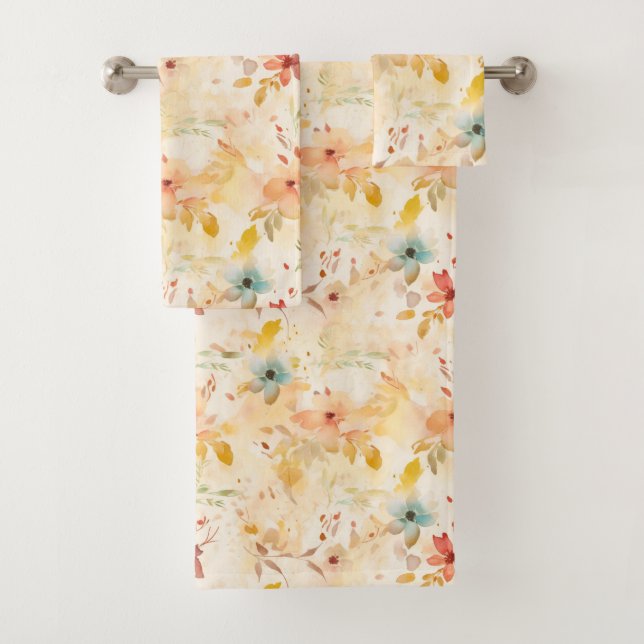 Conjunto De Toalhas Espírito Floral Pastel Livre (Insitu)