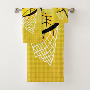 Conjunto De Toalhas Esporte 🏀 Basquete - Amarelo DIGITAR Texto