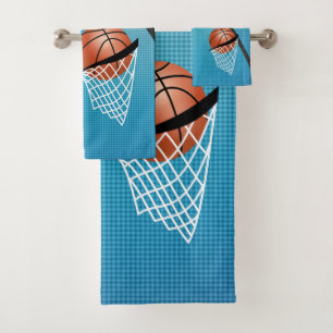 Conjunto De Toalhas Esporte 🏀 Basquete - Azul / Personalizar