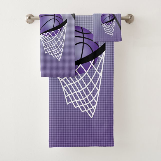 Conjunto De Toalhas Esporte 🏀 Basquete - Roxo | DIY Texto (Insitu)