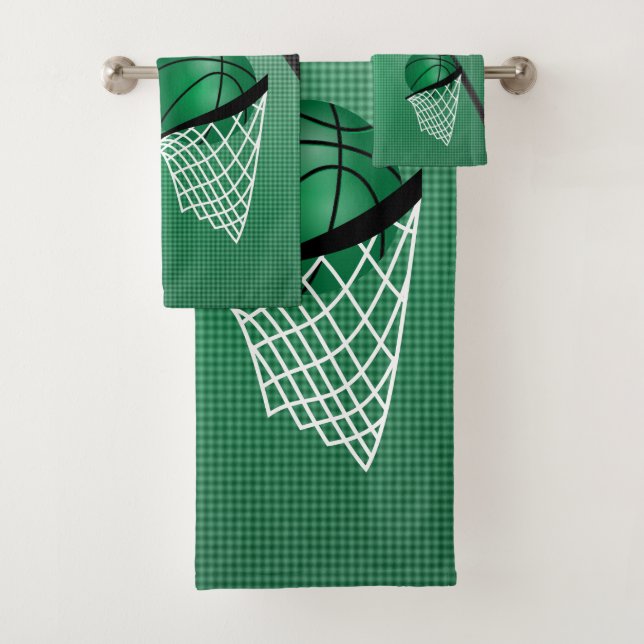 Conjunto De Toalhas Esporte 🏀 Basquete - Verde / Personalizar (Insitu)