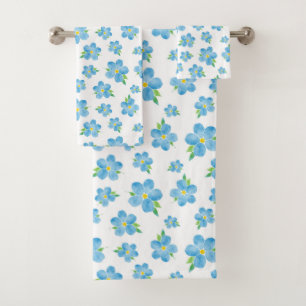 Conjunto De Toalhas Esquecer o padrão de flor de aquarela Nots Me