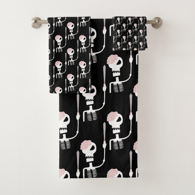 Conjunto De Toalhas esqueleto de Halloween com uma espada (Insitu)
