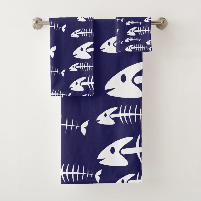 Conjunto De Toalhas Esqueleto de Peixe Morto Ossos Brancos Humor de Pe (Insitu)