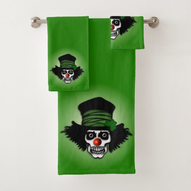 Conjunto De Toalhas Esqueleto Irlandês Palhaço Verde (Insitu)