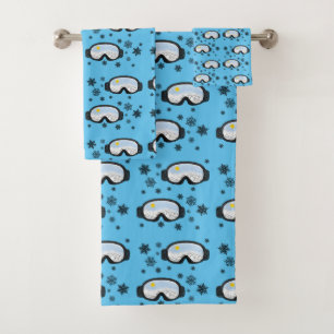 Conjunto De Toalhas Esqui Óculos Montanha Ver Flocos de Neve Azul