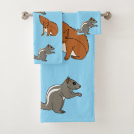 Conjunto De Toalhas Esquilos Azuis