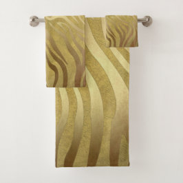 Conjunto De Toalhas Estampa de Zebra em Bronze Dourado Safari Glam da
