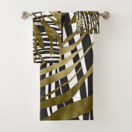 Conjunto De Toalhas Estampa de Zebra Preto e Dourado Safari Chic Glamo