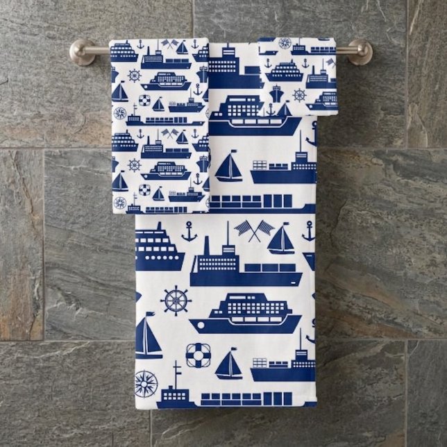 Conjunto de Toalhas Estampadas de Barcos Náuticos, (Criador carregado)