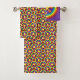 Conjunto De Toalhas Estilo de anos setenta Rainbows e padrão gráfico d