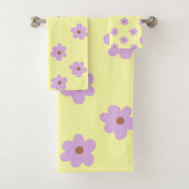 Conjunto De Toalhas Estilo de Boho da Flor Roxo e Amarelo