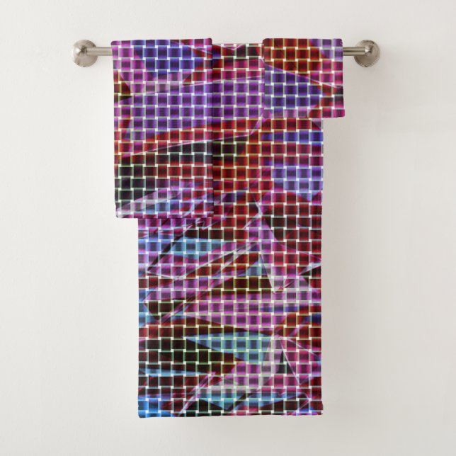 Conjunto De Toalhas Estilo de cesta em tons de rosa escuro, lilás, azu (Insitu)