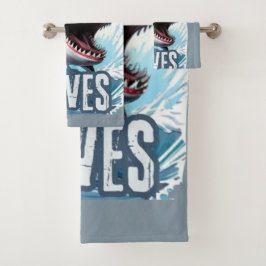 Conjunto De Toalhas Estilo de Grafite do Estilo de Tubarão Branco e Ci