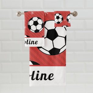 Conjunto De Toalhas Estilo de Natal Red Soccer Ball & Snow Kid