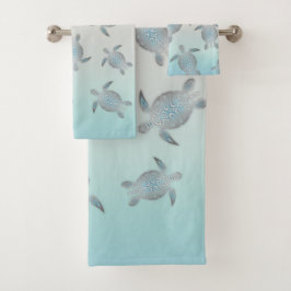 Conjunto De Toalhas Estilo de Praia das Tartarugas Prateadas Costeiras