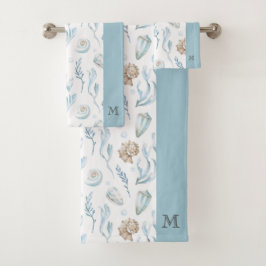 Conjunto De Toalhas Estilo de Praia Monograma Marítimo Costeiro