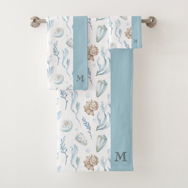 Conjunto De Toalhas Estilo de Praia Monograma Marítimo Costeiro (Insitu)