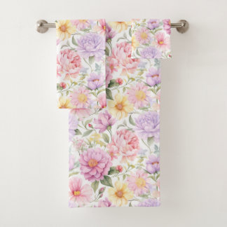 Conjunto De Toalhas Estilo de Vintage Incrível Padrão de Rosas Rosa