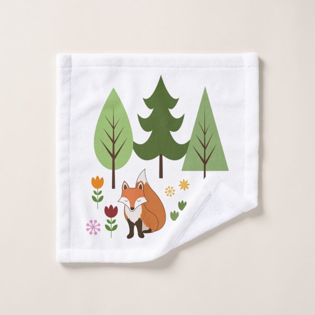Conjunto De Toalhas Estilo escandinavo Flores de Raposa Ilustração (Pano de lavar)