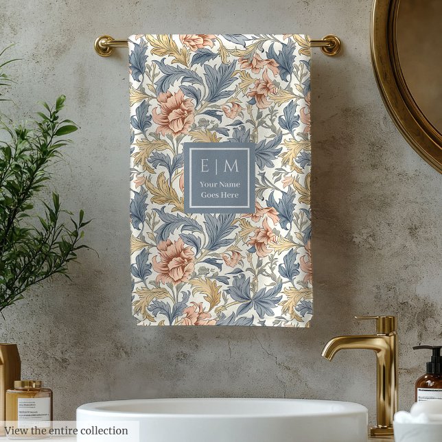 Conjunto De Toalhas Estilo Morris Personalizado Art Nouveau Arte Flora (Personalized Morris Style Art Nouveau Floral Art Bath Towel Set)