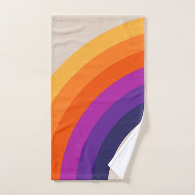 Conjunto De Toalhas Estilo retrô colorido arte arco-íris (Toalha de mão)