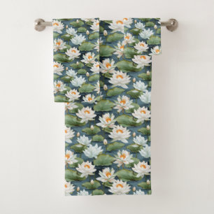 Conjunto De Toalhas Estilos de flores de lótus cúbicos