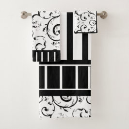 Conjunto De Toalhas Estirpes e espirros Pretos e Brancos