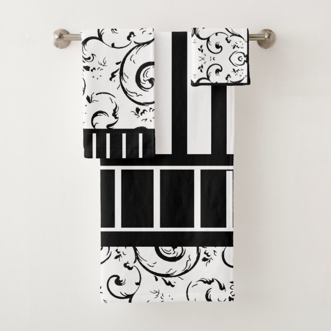 Conjunto De Toalhas Estirpes e espirros Pretos e Brancos (Insitu)