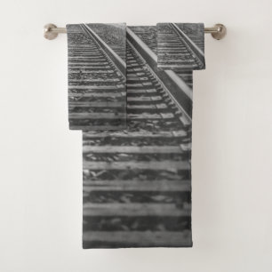 Conjunto De Toalhas Estrada de ferro preto e branco #3