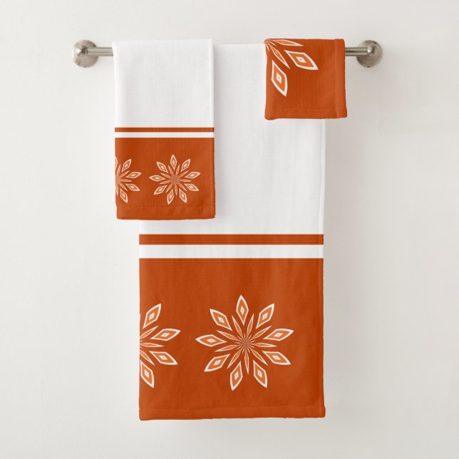 Conjunto De Toalhas Estrela Abstrata Laranja e Branco (Insitu)