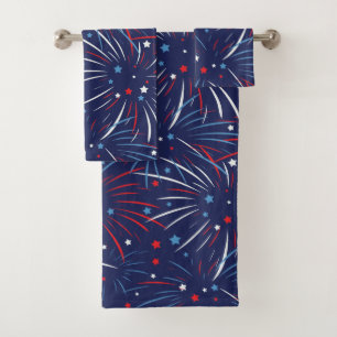 Conjunto De Toalhas Estrelas azuis brancas vermelhas dos