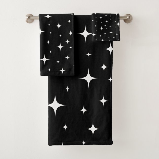 Conjunto De Toalhas Estrelas cintilantes de banhos pretos (Insitu)